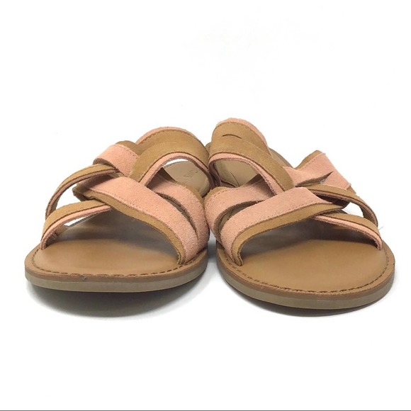 Toms | Val Tan Pink Suede Criss Cross Strap Slide Sandals 9.5 - Picture 4 of 8